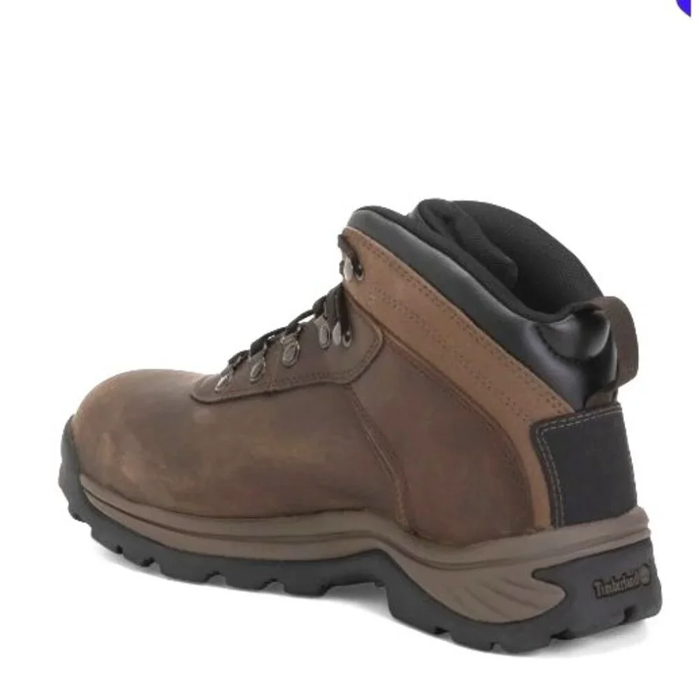Timberland Mens Dark Brown Leather Steel Toe Waterproof Work Boots Sz 11.5 M NIB
